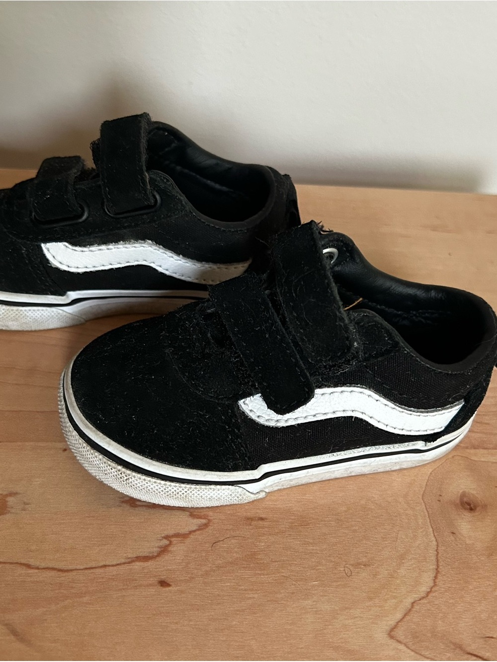 Vans Kids Black & White Velcro Skate Sneakers